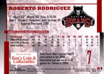 2009 Grandstand Yakima Bears #NNO Roberto Rodriguez Back