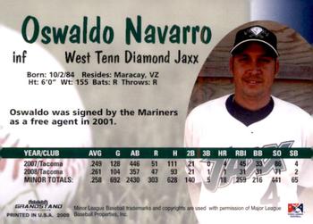 2009 Grandstand West Tenn Diamond Jaxx #NNO Oswaldo Navarro Back