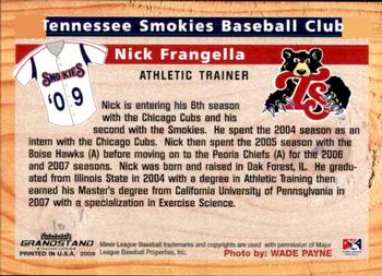 2009 Grandstand Tennessee Smokies #NNO Nick Frangella Back