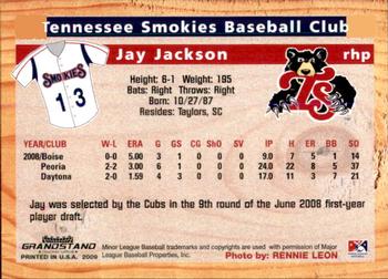 2009 Grandstand Tennessee Smokies #NNO Jay Jackson Back