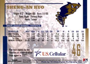 2009 Grandstand Tri-City Dust Devils #NNO Sheng-An Kuo Back