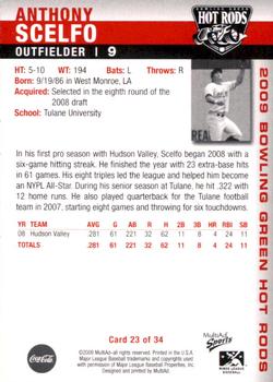 2009 MultiAd Bowling Green Hot Rods #23 Anthony Scelfo Back