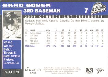 2009 MultiAd Connecticut Defenders #4 Brad Boyer Back