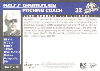 2009 MultiAd Connecticut Defenders #31 Ross Grimsley Back