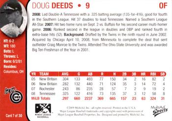 2009 MultiAd Iowa Cubs #7 Doug Deeds Back