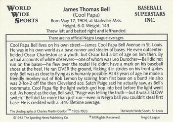 1988 Conlon World Wide Sports 1933 Negro League All-Stars #NNO Cool Papa Bell Back