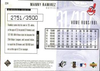 1998 SPx Finite - Radiance #224 Manny Ramirez Back