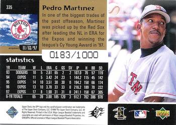 1998 SPx Finite - Radiance #335 Pedro Martinez Back