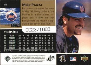 1998 SPx Finite - Radiance #340 Mike Piazza Back