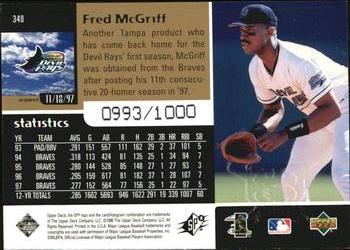 1998 SPx Finite - Radiance #348 Fred McGriff Back