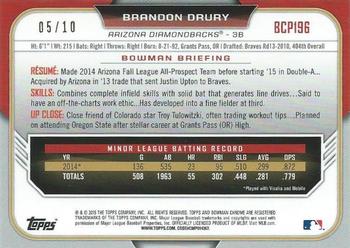 2015 Bowman - Chrome Prospects Twitter Exclusive Blue Refractors #BCP196 Brandon Drury Back