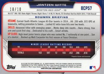 2015 Bowman - Chrome Prospects Twitter Exclusive Blue Refractors #BCP57 Jantzen Witte Back