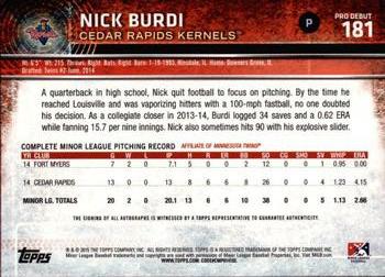 2015 Topps Pro Debut - Autographs #181 Nick Burdi Back
