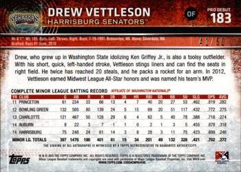 2015 Topps Pro Debut - Autographs Gold #183 Drew Vettleson Back