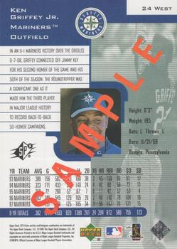 1998 SPx Finite - Sample #24 West Ken Griffey Jr. Back