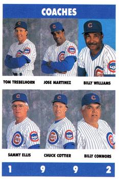 1992 Marathon Chicago Cubs #NNO Tom Trebelhorn / Jose Martinez / Billy Williams / Sammy Ellis / Charles Cottier / Billy Connors Front