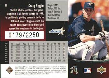 1998 SPx Finite - Spectrum #88 Craig Biggio Back