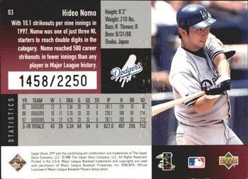 1998 SPx Finite - Spectrum #93 Hideo Nomo Back