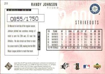 1998 SPx Finite - Spectrum #211 Randy Johnson Back
