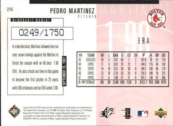 1998 SPx Finite - Spectrum #215 Pedro Martinez Back