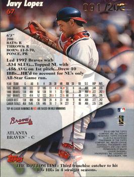 1998 Stadium Club - First Day Issue #67 Javy Lopez Back