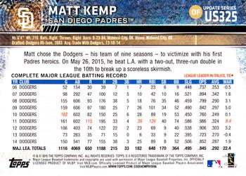 2015 Topps Update #US325 Matt Kemp Back
