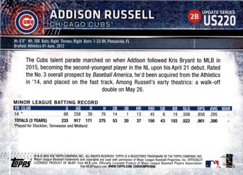 2015 Topps Update #US220 Addison Russell Back