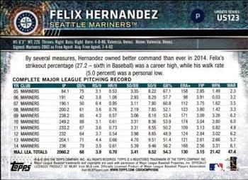 2015 Topps Update #US123 Felix Hernandez Back