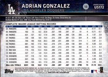 2015 Topps Update #US172 Adrian Gonzalez Back
