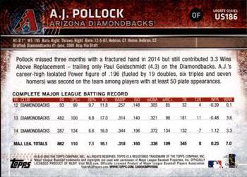 2015 Topps Update #US186 A.J. Pollock Back