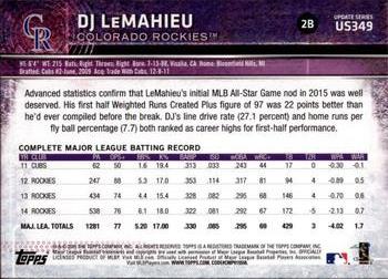 2015 Topps Update #US349 DJ LeMahieu Back