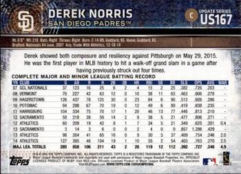 2015 Topps Update #US167 Derek Norris Back