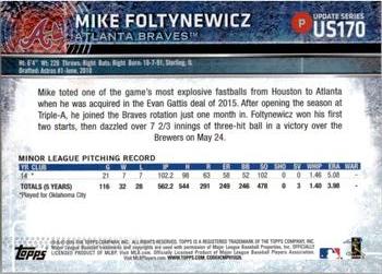 2015 Topps Update #US170 Mike Foltynewicz Back