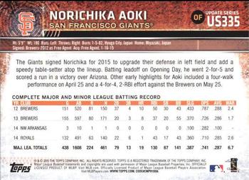 2015 Topps Update #US335 Norichika Aoki Back