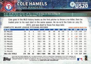 2015 Topps Update #US20 Cole Hamels Back