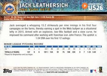 2015 Topps Update #US26 Jack Leathersich Back