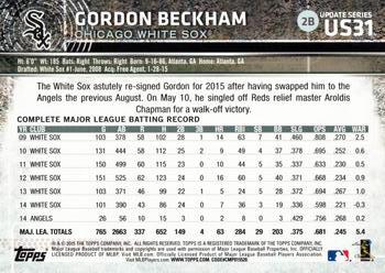 2015 Topps Update #US31 Gordon Beckham Back