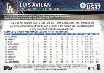 2015 Topps Update #US37 Luis Avilan Back