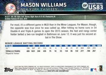 2015 Topps Update #US83 Mason Williams Back