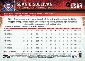 2015 Topps Update #US84 Sean O'Sullivan Back