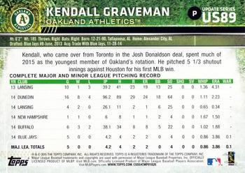 2015 Topps Update #US89 Kendall Graveman Back