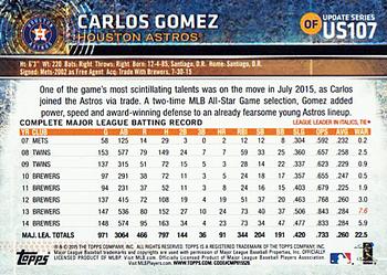 2015 Topps Update #US107 Carlos Gomez Back
