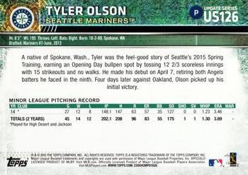 2015 Topps Update #US126 Tyler Olson Back