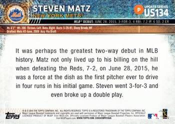 2015 Topps Update #US134 Steven Matz Back