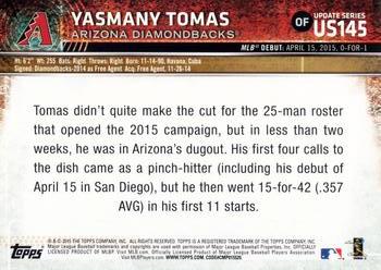 2015 Topps Update #US145 Yasmany Tomas Back