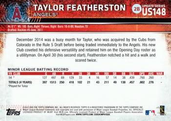 2015 Topps Update #US148 Taylor Featherston Back