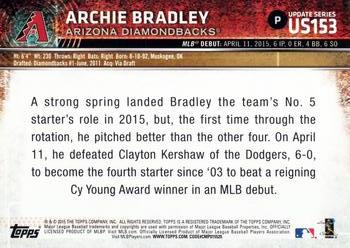 2015 Topps Update #US153 Archie Bradley Back