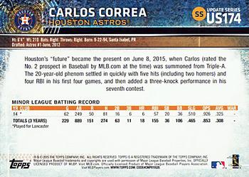 2015 Topps Update #US174 Carlos Correa Back