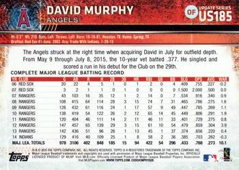 2015 Topps Update #US185 David Murphy Back