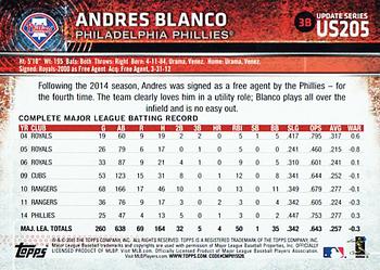 2015 Topps Update #US205 Andres Blanco Back